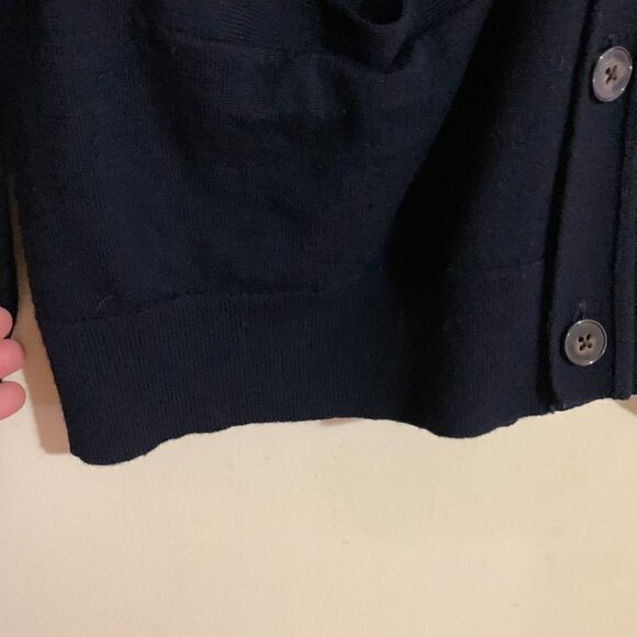 Banana Republic Fall Preppy Navy Merino Italian Wool Cardigan. Size Tall Medium - Picture 4 of 8